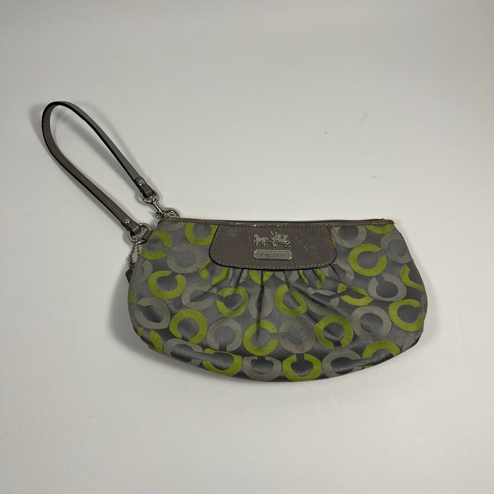 Coach Madison Signature C Wristlet Graphite Green Preppy Vintage 42904 Op Art